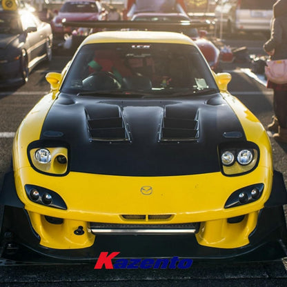 Kazento For Mazda RX-7 FD RX7 FD3S RE Style Carbon Fiber Front Vented Bumper Hood Bonnet