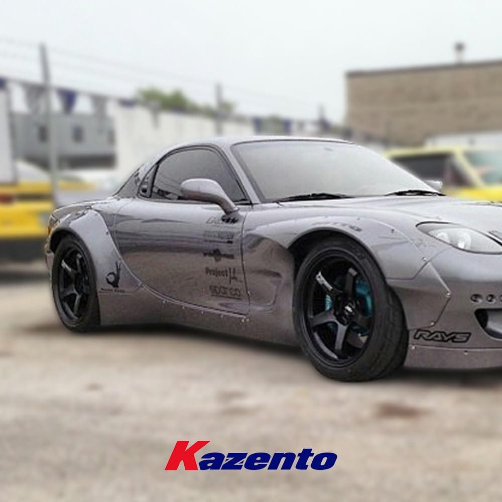 Kazento For Mazda RX7 FD FD3S RB Style Carbon Fiber Side Skirts Add On Body Kits