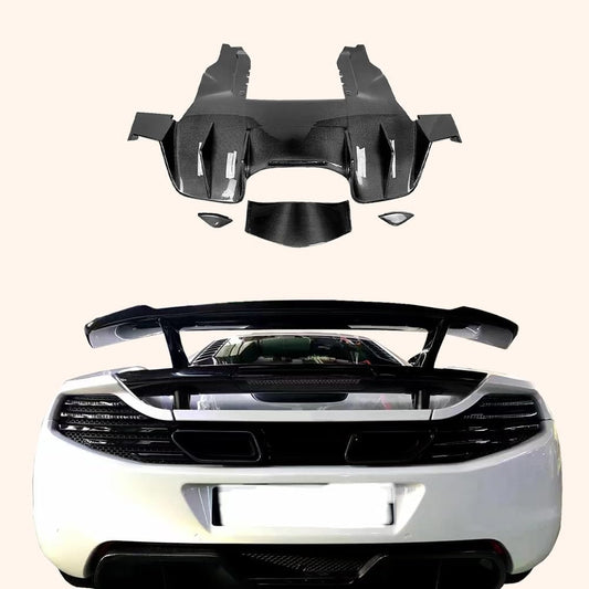 Kazento For Mclaren MP4-12C 2011-14 KZ Style Carbon Fiber Rear Bumper Lip Diffuser Kazento Carbon Parts 车身侧板 12C-RL-CF