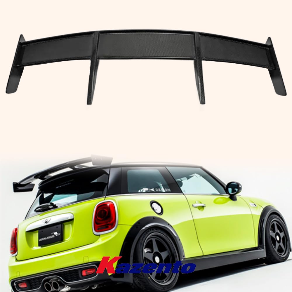 Kazento For Mini Cooper F56 Carbon Fiber RK Style Rear Trunk Bumper Spoiler Roof Wing