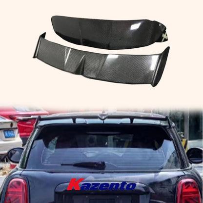 Kazento For Mini Cooper F56 Dry Carbon Fiber GAR Style Rear Trunk Roof Spoiler Wing 2pcs