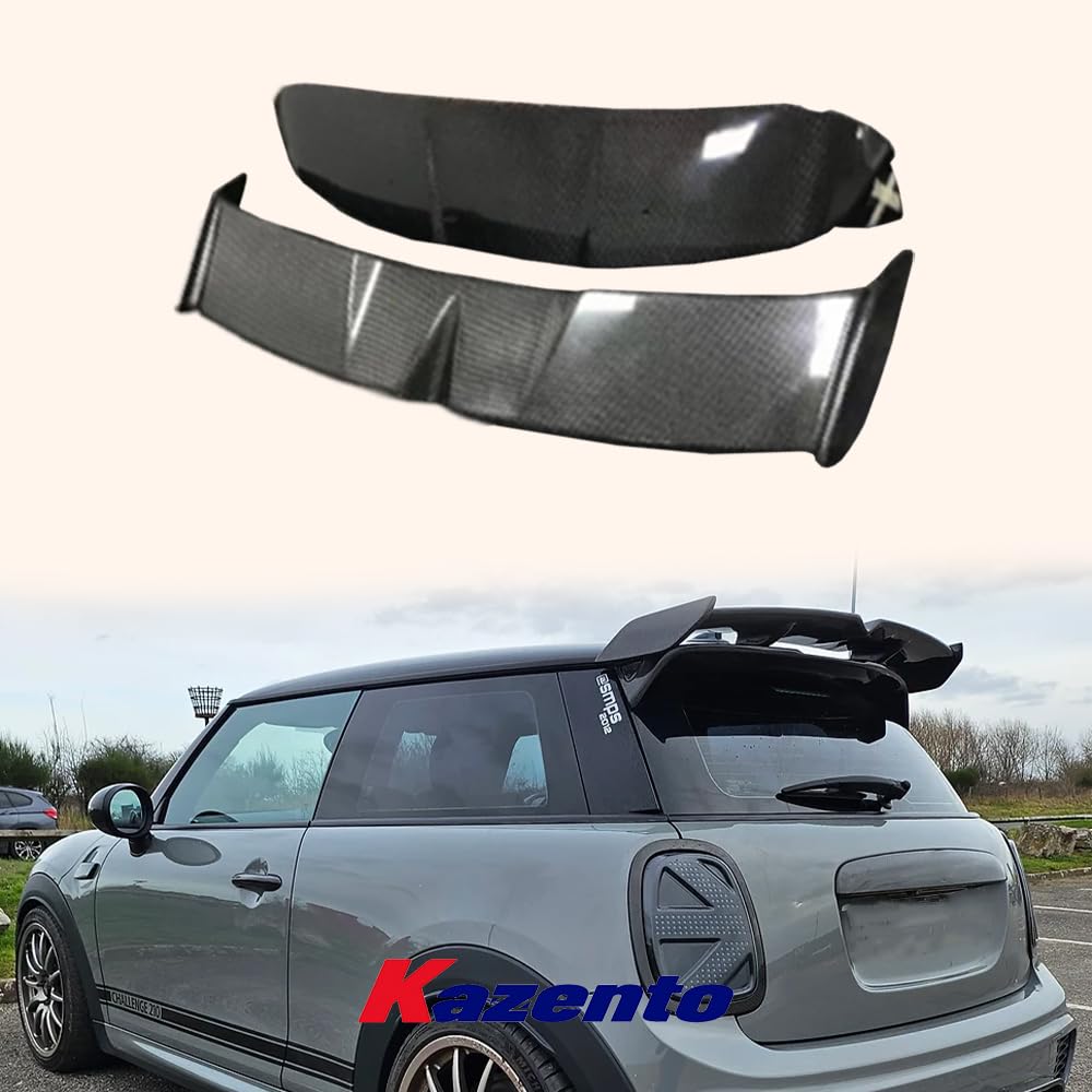 Kazento For Mini Cooper F56 Dry Carbon Fiber GAR Style Rear Trunk Roof Spoiler Wing 2pcs