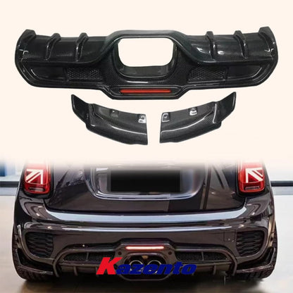 Kazento For Mini Cooper F56 Dry Carbon Fiber GC Style Rear Bumper Trunk Diffuser Lip Kazento Carbon Parts 车身侧板 F56-RL-GC-DCF