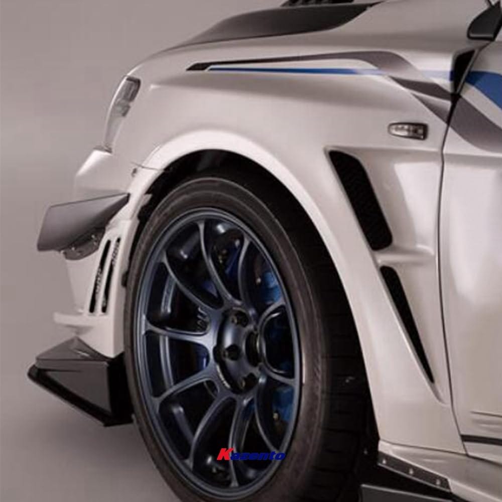 Kazento For Mitsubishi Evo 10 Vrs Style Ultimate Front Fender With Appron +8Mm Fiber Glass Kazento Carbon Parts 车身侧板 EVO10-FF-VA-UL-FRP