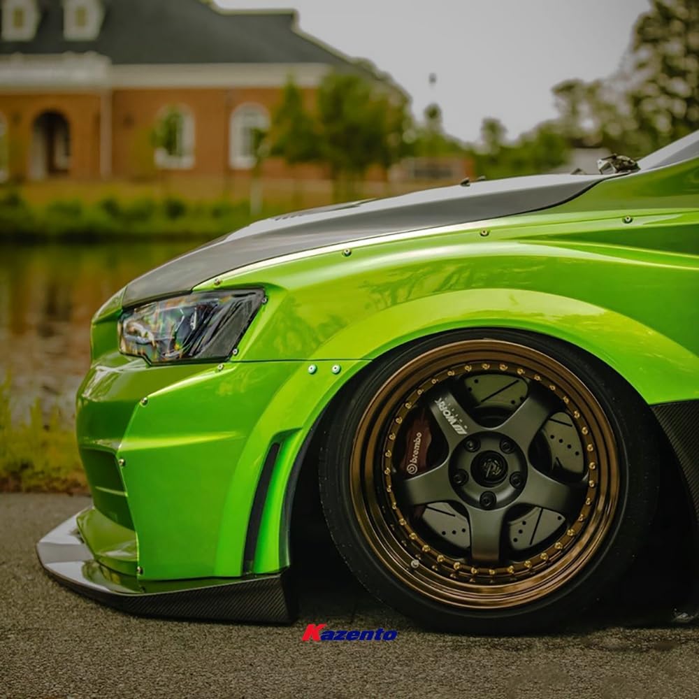 Kazento For Mitsubishi Evo 10 Vrsv2 Wide Style Style Front Fender With Add On 4Pcs Fiber Glass Kazento Carbon Parts 车身侧板 EVO10-FF-VA2-FRP
