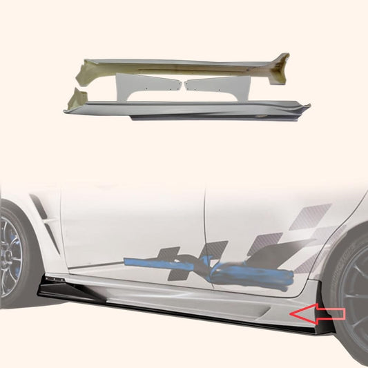 Kazento For Mitsubishi EVO 10 X 07-16 Fiberglass VRS Ultimate Side Skirt With Air Shroud Kazento Carbon Parts 车身侧板 EVO10-SS-VA-UL-FRP