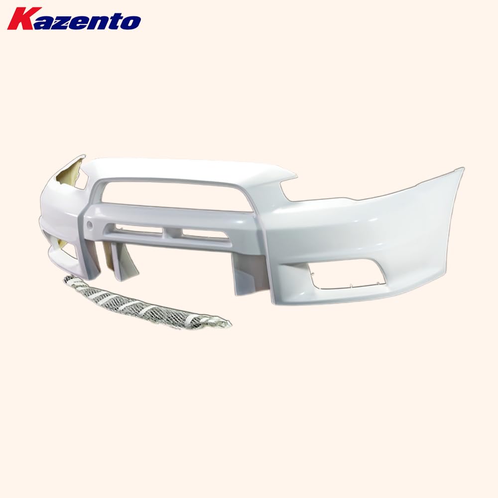 Kazento For Mitsubishi EVO 10 X 07-16 VRS Style Wide Fiberglass Unpaint FRP Front Bumper Kazento Carbon Parts 车身侧板 EVO10-FB-VA-WIDE-FRP