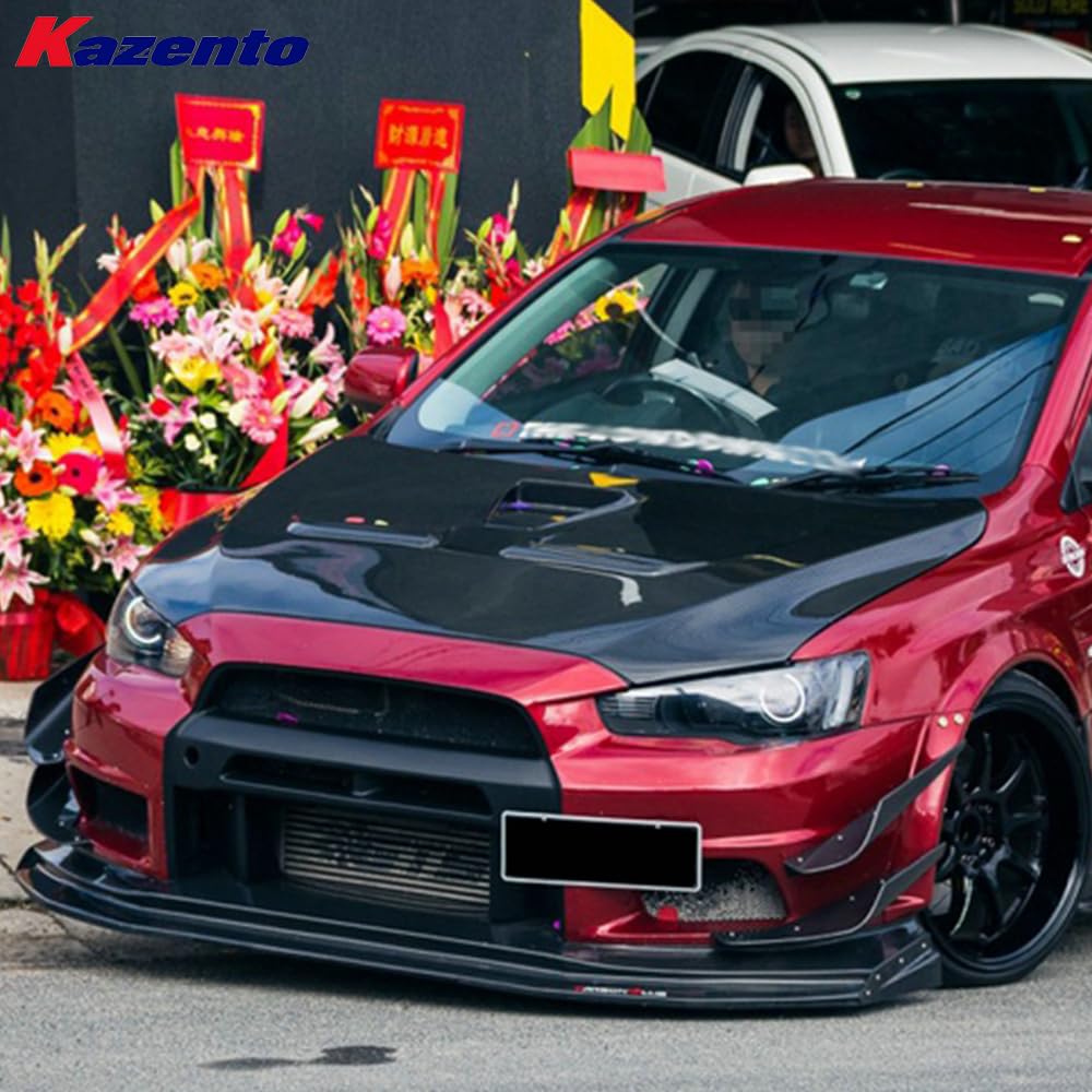 Kazento For Mitsubishi EVO 10 X 07-16 VRS Style Wide Fiberglass Unpaint FRP Front Bumper Kazento Carbon Parts 车身侧板 EVO10-FB-VA-WIDE-FRP