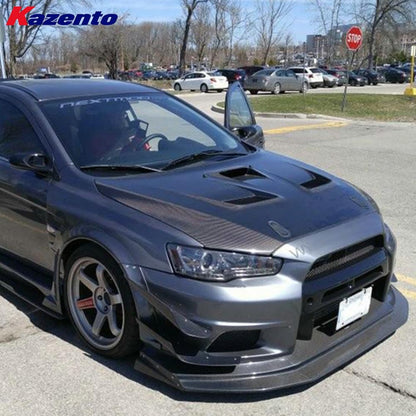 Kazento For Mitsubishi EVO 10 X 07-16 VRS Style Wide Fiberglass Unpaint FRP Front Bumper Kazento Carbon Parts 车身侧板 EVO10-FB-VA-WIDE-FRP