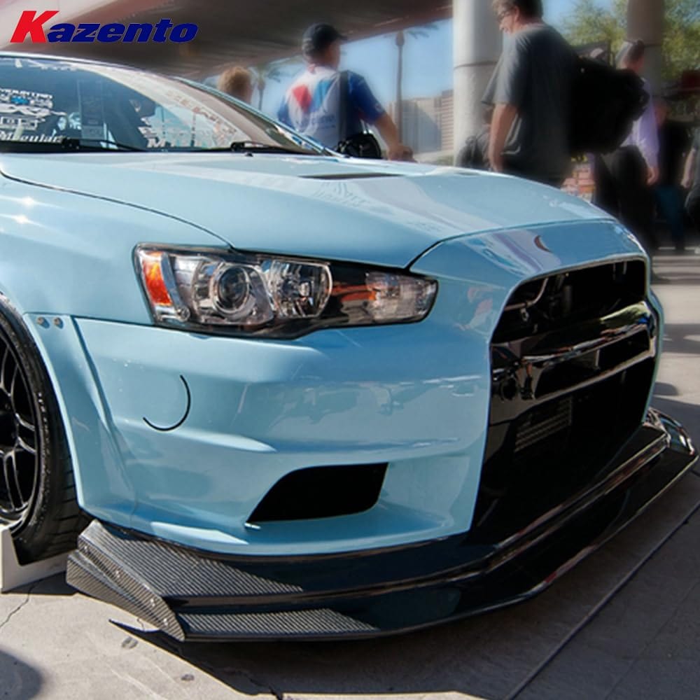 Kazento For Mitsubishi EVO 10 X 07-16 VRS Style Wide Fiberglass Unpaint FRP Front Bumper Kazento Carbon Parts 车身侧板 EVO10-FB-VA-WIDE-FRP