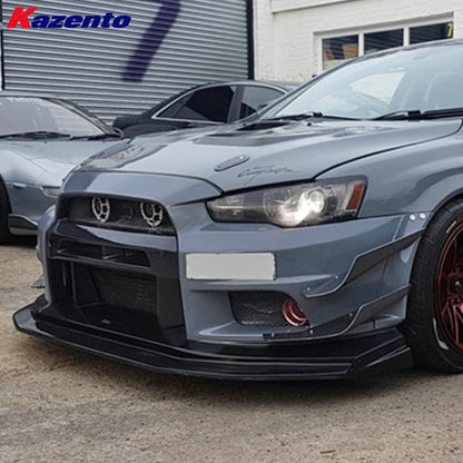 Kazento For Mitsubishi EVO 10 X 07-16 VRS Style Wide Fiberglass Unpaint FRP Front Bumper Kazento Carbon Parts 车身侧板 EVO10-FB-VA-WIDE-FRP