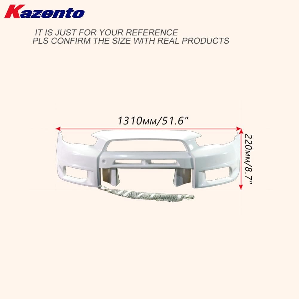 Kazento For Mitsubishi EVO 10 X 07-16 VRS Style Wide Fiberglass Unpaint FRP Front Bumper