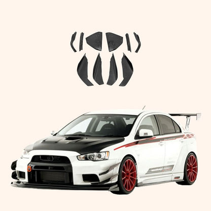 Kazento For Mitsubishi EVO 10 X 07-16 VRS (Wide Bumper Only) Front Hyper Canard Carbon Kazento Carbon Parts 车身侧板 EVO10-CANA-VA-HYP-CF