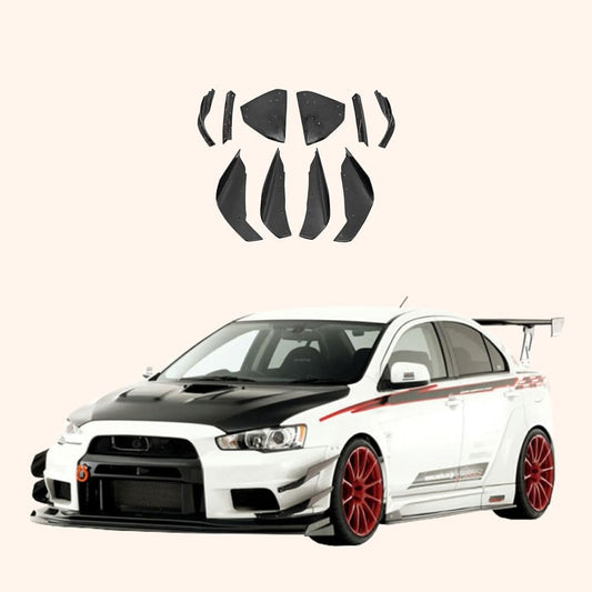 Kazento For Mitsubishi EVO 10 X 07-16 VRS (Wide Bumper Only) Front Hyper Canard Carbon Kazento Carbon Parts 车身侧板 EVO10-CANA-VA-HYP-CF