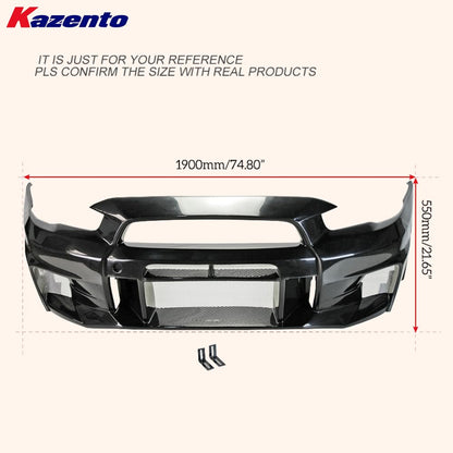 Kazento For Mitsubishi EVO 10 X 07-16 VS3 Style Front Bumper Fiberglass Unpaint FRP Kazento Carbon Parts 车身侧板 EVO10-FB-VA3-FRP