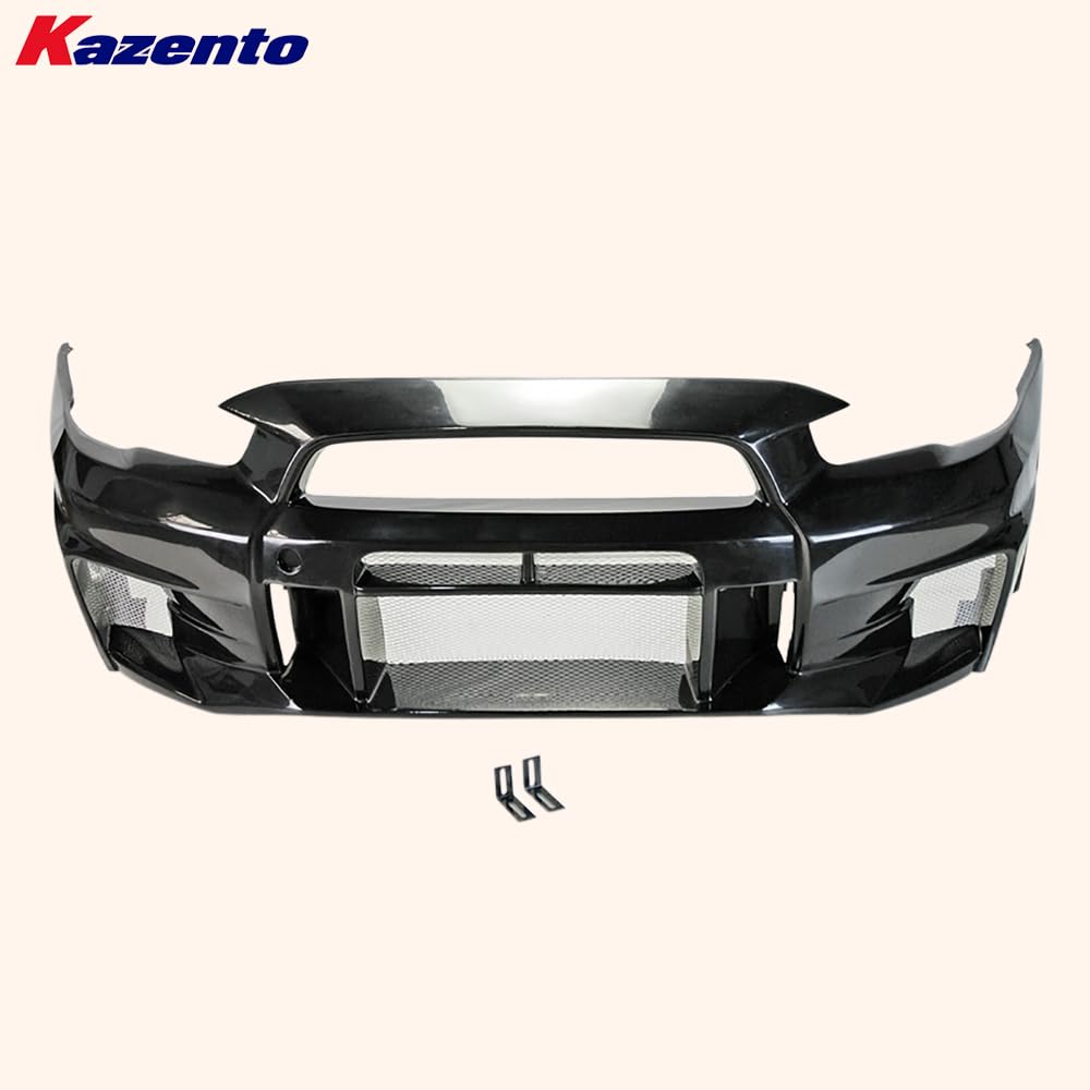 Kazento For Mitsubishi EVO 10 X 07-16 VS3 Style Front Bumper Fiberglass Unpaint FRP Kazento Carbon Parts 车身侧板 EVO10-FB-VA3-FRP