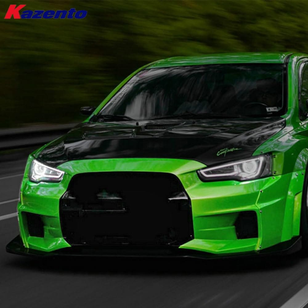 Kazento For Mitsubishi EVO 10 X 07-16 VS3 Style Front Bumper Fiberglass Unpaint FRP Kazento Carbon Parts 车身侧板 EVO10-FB-VA3-FRP
