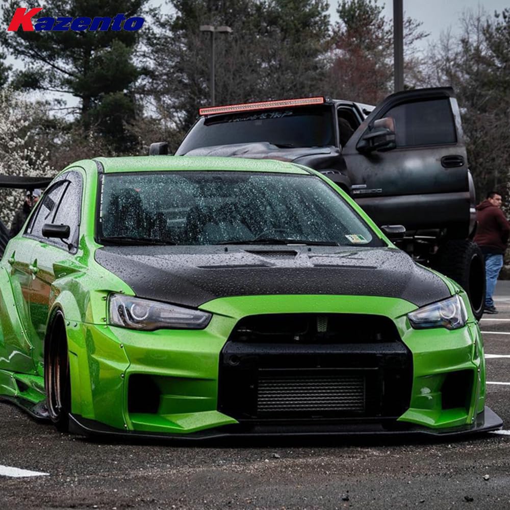 Kazento For Mitsubishi EVO 10 X 07-16 VS3 Style Front Bumper Fiberglass Unpaint FRP Kazento Carbon Parts 车身侧板 EVO10-FB-VA3-FRP