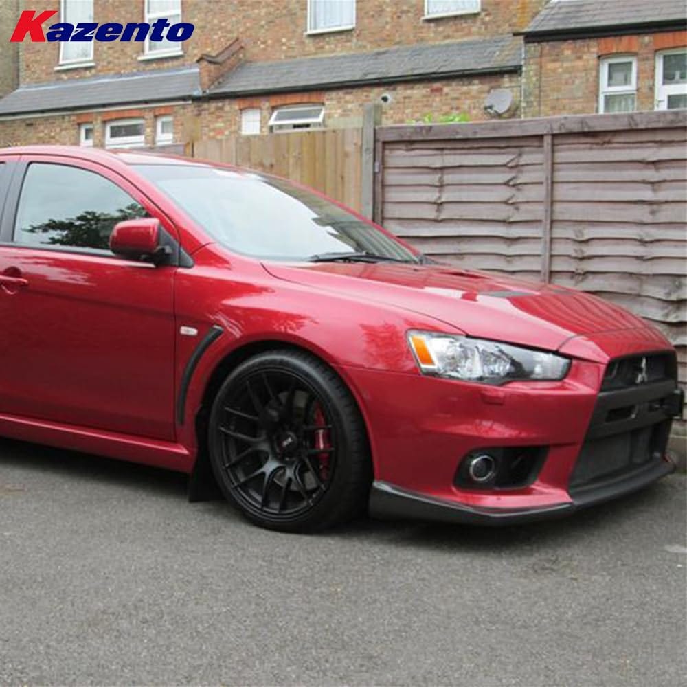 Kazento For Mitsubishi EVO 10 X CZ4A 07-16 V-Style Carbon Fiber Front Splitter Cover Lip