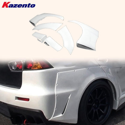 Kazento For Mitsubishi EVO 10 X CZ4A 07-16 VR Style Wide Rear Over Fender 6pc Fiberglass Kazento Carbon Parts 车身侧板 EVO10-RF-VA-FRP
