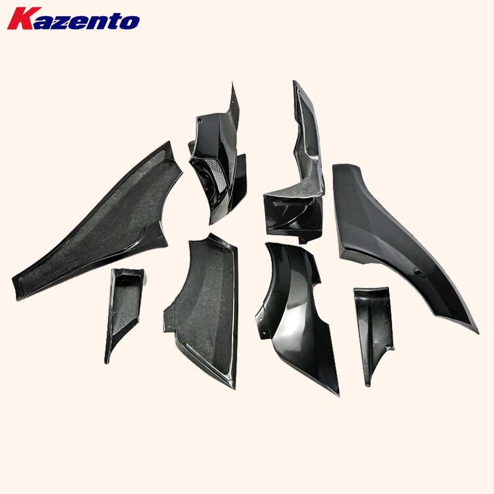 Kazento For Mitsubishi EVO 10 X CZ4A 07-16 VR Wide Rear Bumper Fender Kit 8pc Fiberglass