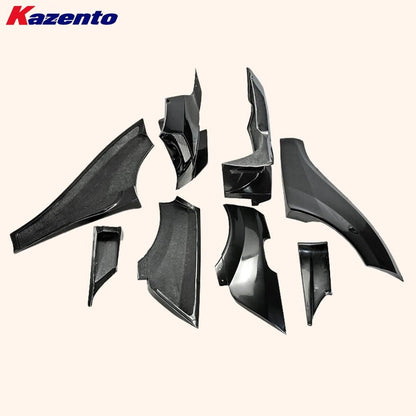 Kazento For Mitsubishi EVO 10 X CZ4A 07-16 VR Wide Rear Bumper Fender Kit 8pc Fiberglass