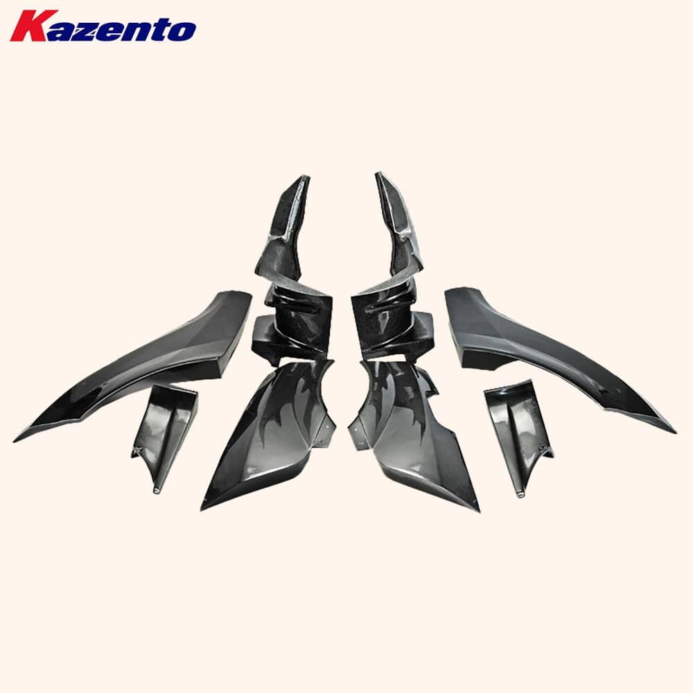 Kazento For Mitsubishi EVO 10 X CZ4A 07-16 VR Wide Rear Bumper Fender Kit 8pc Fiberglass