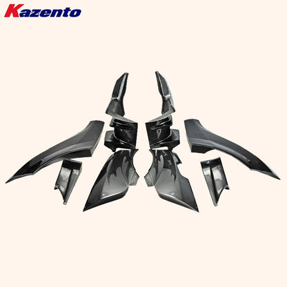 Kazento For Mitsubishi EVO 10 X CZ4A 07-16 VR Wide Rear Bumper Fender Kit 8pc Fiberglass