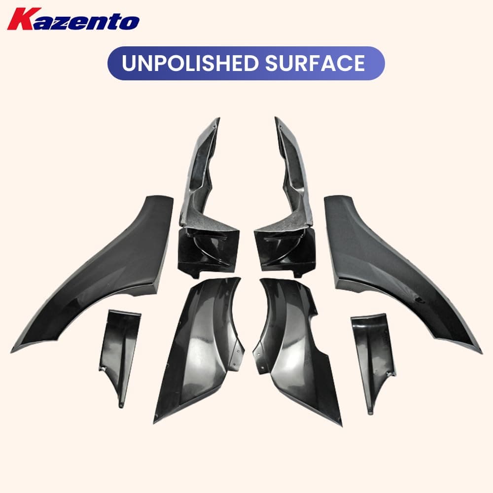 Kazento For Mitsubishi EVO 10 X CZ4A 07-16 VR Wide Rear Bumper Fender Kit 8pc Fiberglass