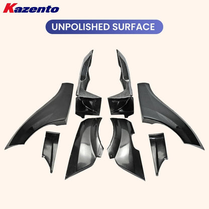 Kazento For Mitsubishi EVO 10 X CZ4A 07-16 VR Wide Rear Bumper Fender Kit 8pc Fiberglass