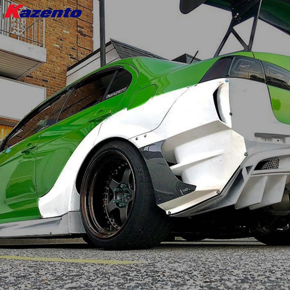 Kazento For Mitsubishi EVO 10 X CZ4A 07-16 VR Wide Rear Bumper Fender Kit 8pc Fiberglass