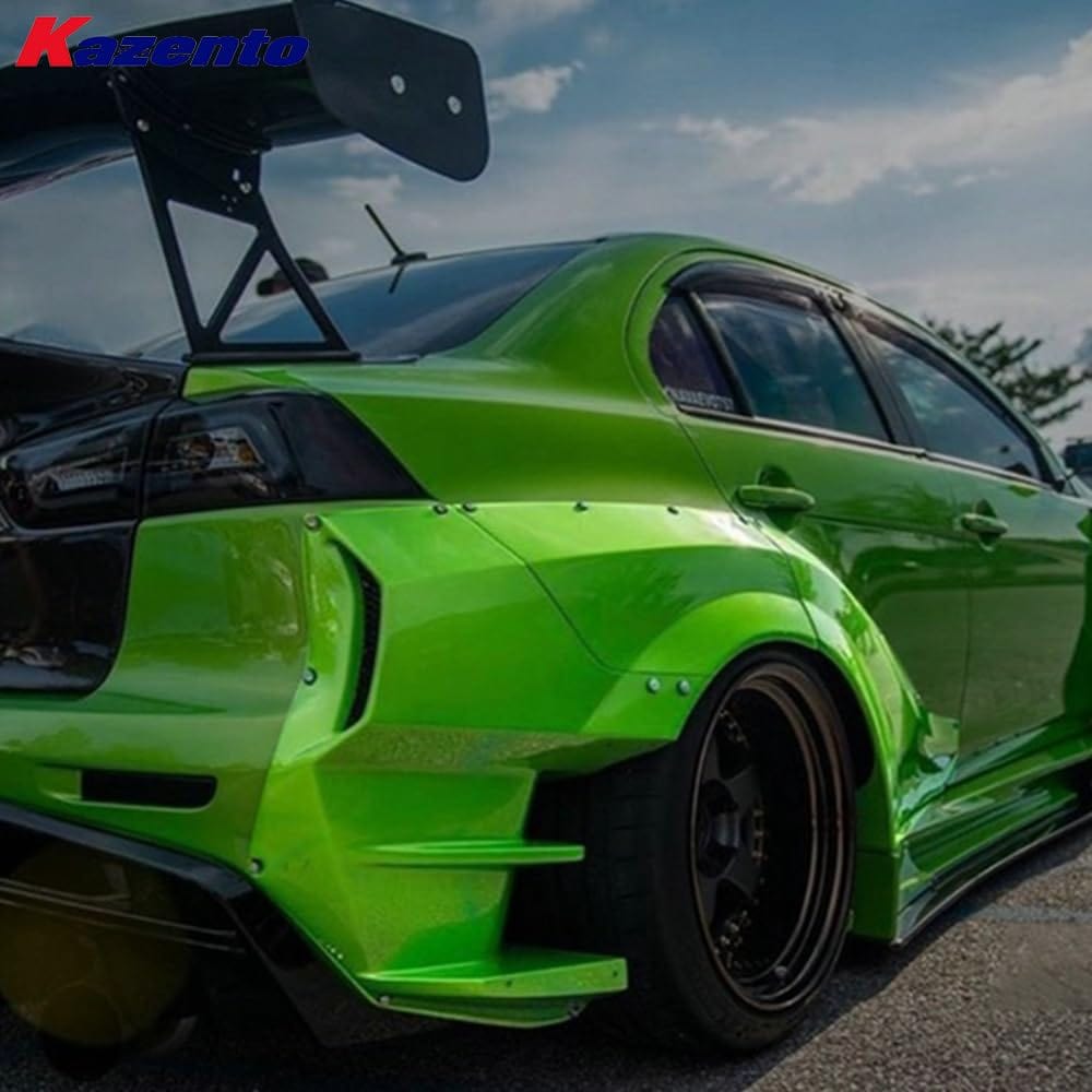 Kazento For Mitsubishi EVO 10 X CZ4A 07-16 VR Wide Rear Bumper Fender Kit 8pc Fiberglass
