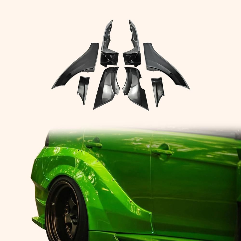 Kazento For Mitsubishi EVO 10 X CZ4A 07-16 VR Wide Rear Bumper Fender Kit 8pc Fiberglass