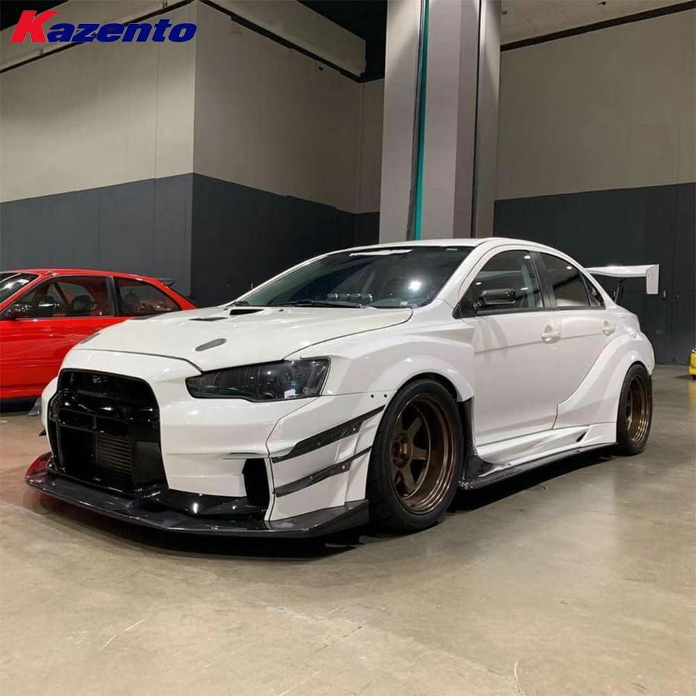 Kazento For Mitsubishi EVO 10 X CZ4A 07-16 VS2 Wide Style Carbon Front Bumper Canard