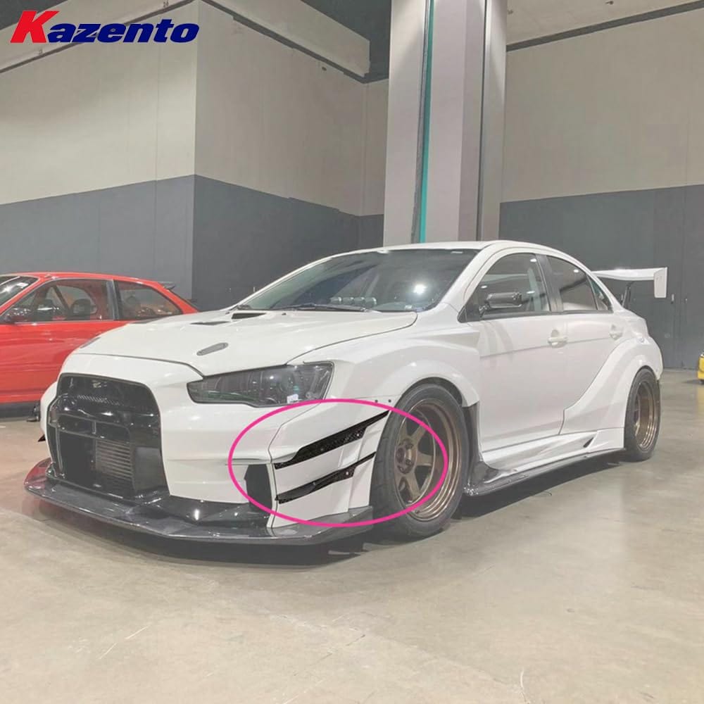 Kazento For Mitsubishi EVO 10 X CZ4A 07-16 VS2 Wide Style Carbon Front Bumper Canard