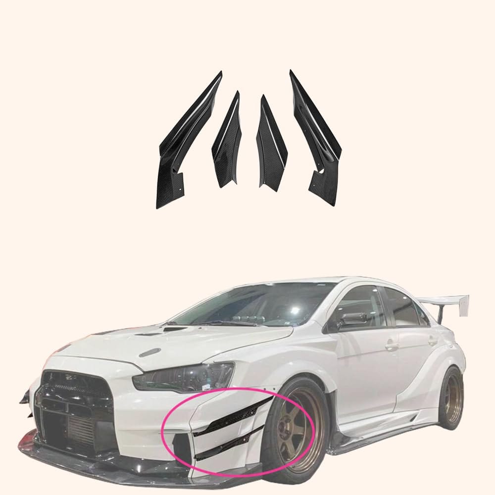 Kazento For Mitsubishi EVO 10 X CZ4A 07-16 VS2 Wide Style Carbon Front Bumper Canard