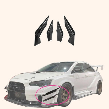 Kazento For Mitsubishi EVO 10 X CZ4A 07-16 VS2 Wide Style Carbon Front Bumper Canard