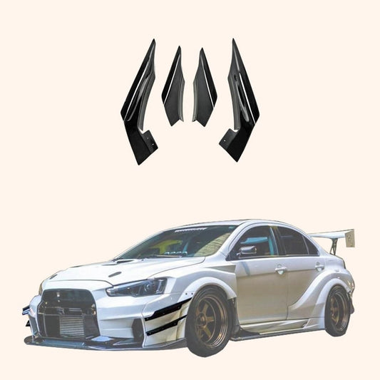 Kazento For Mitsubishi EVO 10 X CZ4A 07-16 VS2 Wide Style Fiberglass Front Bumper Canard Kazento Carbon Parts 车身侧板 EVO10-CANA-VA2-FRP