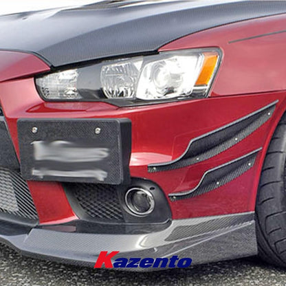 Kazento For Mitsubishi EVO Evolution 10 VRS Style Fiberglass Unpaint Front Bumper Canard Kazento Carbon Parts 车身侧板 EVO10-CANA-VA-FRP