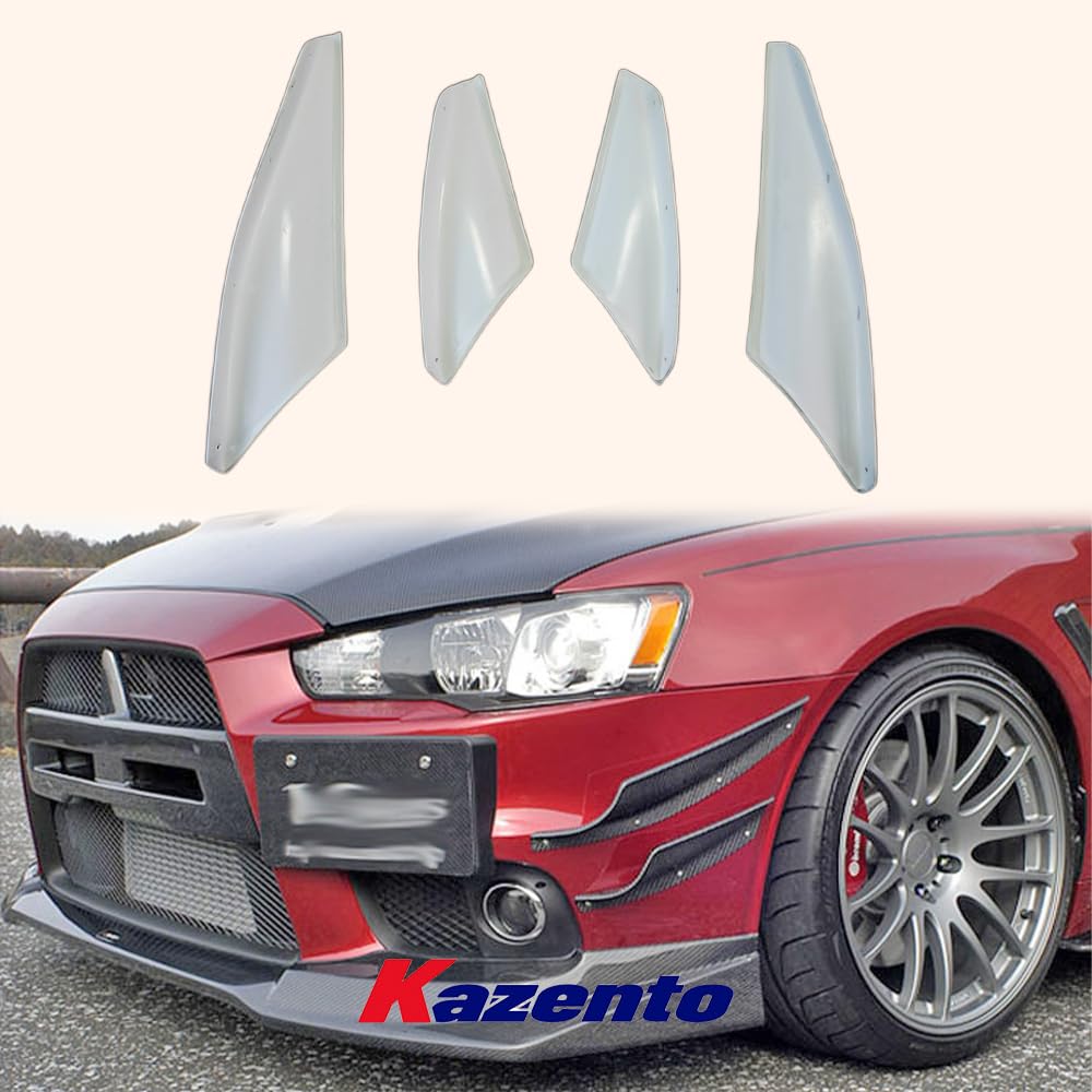 Kazento For Mitsubishi EVO Evolution 10 VRS Style Fiberglass Unpaint Front Bumper Canard Kazento Carbon Parts 车身侧板 EVO10-CANA-VA-FRP
