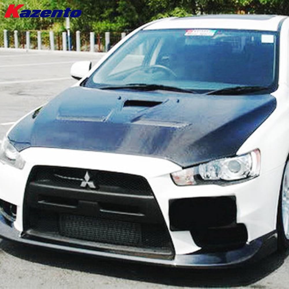 Kazento For Mitsubishi Evolution EVO 10 CZ4A 07-16 Carbon OE Style Front Bumper Hood