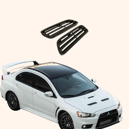 Kazento For Mitsubishi Evolution EVO 10 CZ4A 07-16 OE Style Carbon Hood Air Vents 2pcs