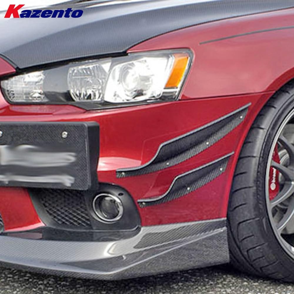 Kazento For Mitsubishi Evolution X EVO 10 CZ4A 07-16 VRS Carbon Front Bumper Canard 4pcs