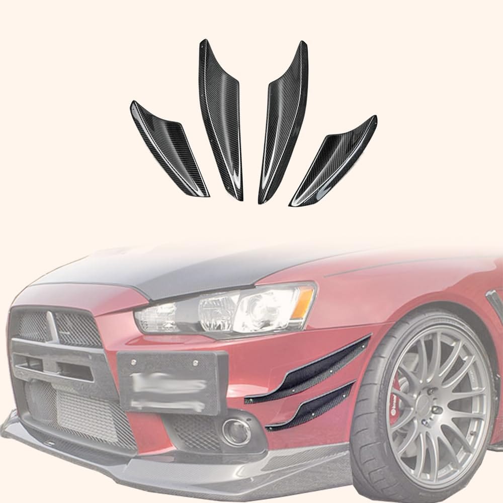 Kazento For Mitsubishi Evolution X EVO 10 CZ4A 07-16 VRS Carbon Front Bumper Canard 4pcs