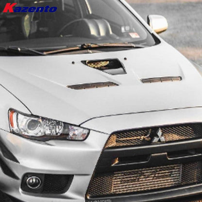 Kazento For Mitsubishi Evolution X EVO 10 CZ4A Sedan 07-16 OEM Style Hood Scoop Carbon
