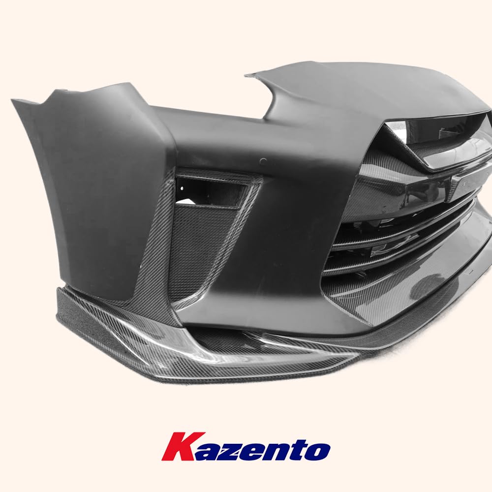 Kazento For Nissan 17+ R35 Gtr Tops Style Partial Carbon Front Bumper With Front Lip