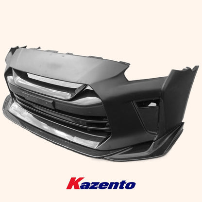 Kazento For Nissan 17+ R35 Gtr Tops Style Partial Carbon Front Bumper With Front Lip