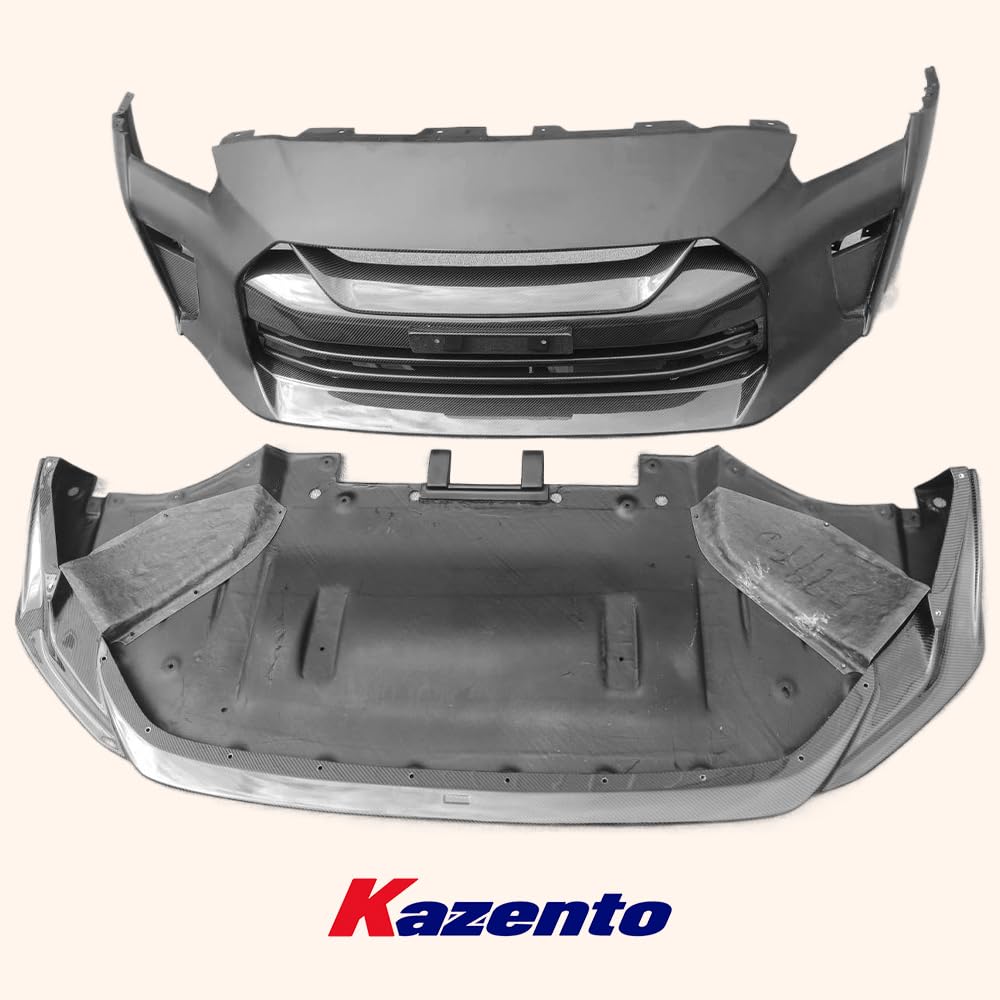 Kazento For Nissan 17+ R35 Gtr Tops Style Partial Carbon Front Bumper With Front Lip