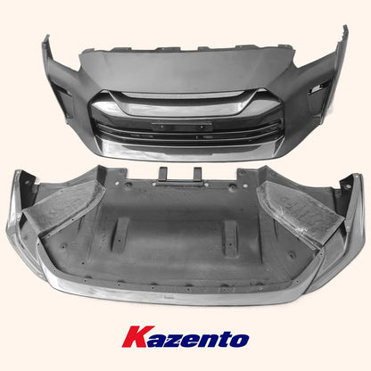 Kazento For Nissan 17+ R35 Gtr Tops Style Partial Carbon Front Bumper With Front Lip