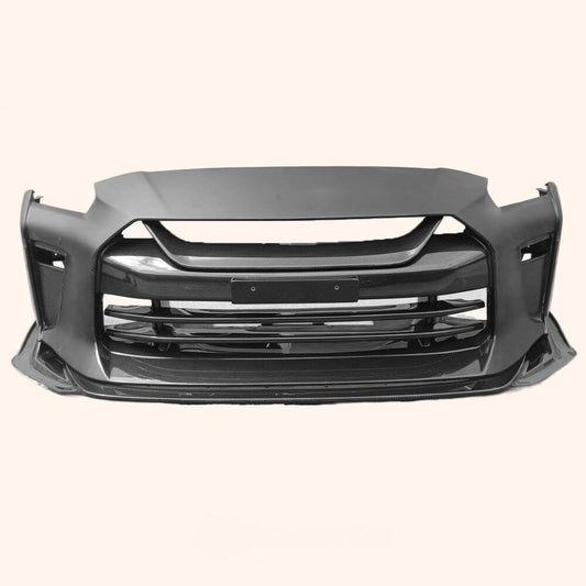 Kazento For Nissan 17+ R35 Gtr Tops Style Partial Carbon Front Bumper With Front Lip
